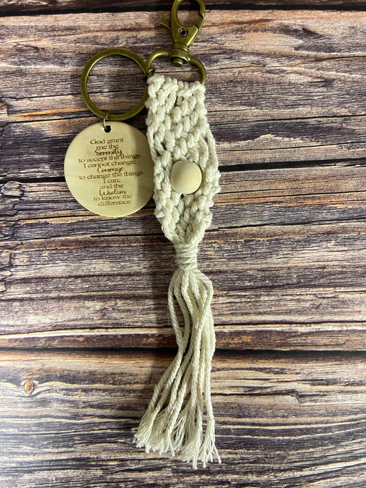 Boho Macrame Laser Engraved God Grant Me Keychain