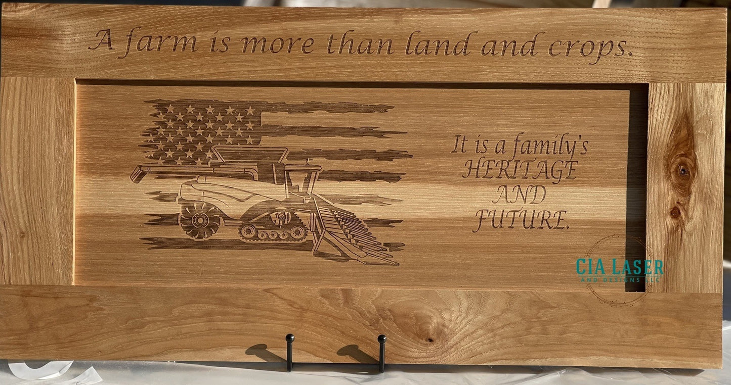 Custom Laser engraved Oak framed picture Large