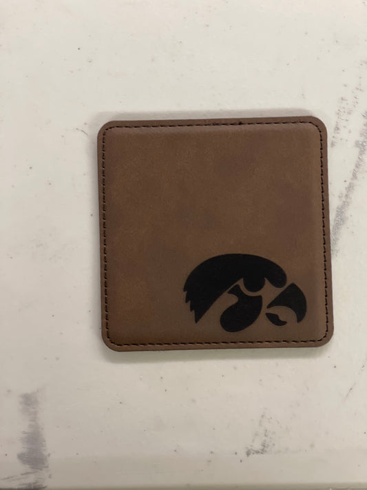 Leatherette coaster set laser engraved Sport Themed Six Count Coaster Set