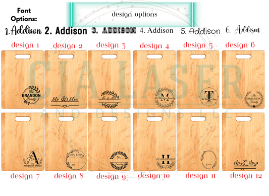 Maple Cutting Board Rectangular Laser Engraved Personalized