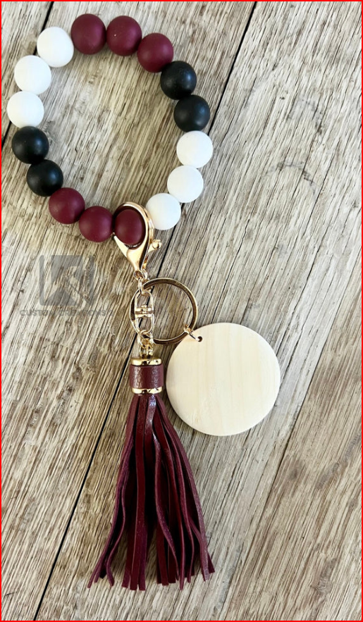 Silicone Beaded Wristlet keychain for women