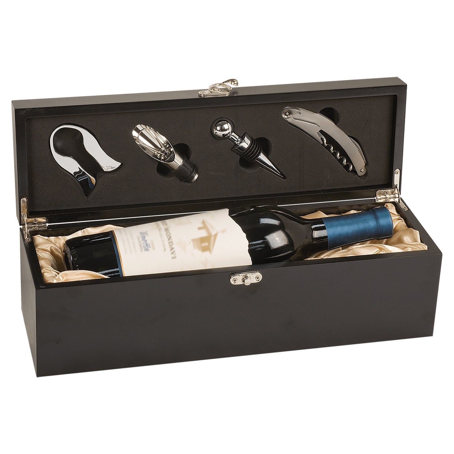 Matte Black Finish Single Bottle Wine Presentation Box