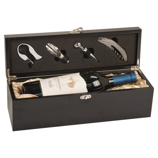 Matte Black Finish Single Bottle Wine Presentation Box