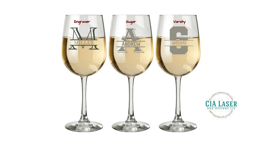 Monogram Wine Glass, Personalized Wedding Gift, Custom Text Etched Wine Glass, Housewarming Gift
