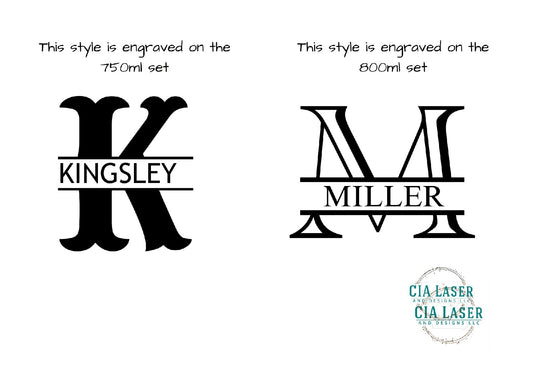 Monogram slate laser engraved coasters round