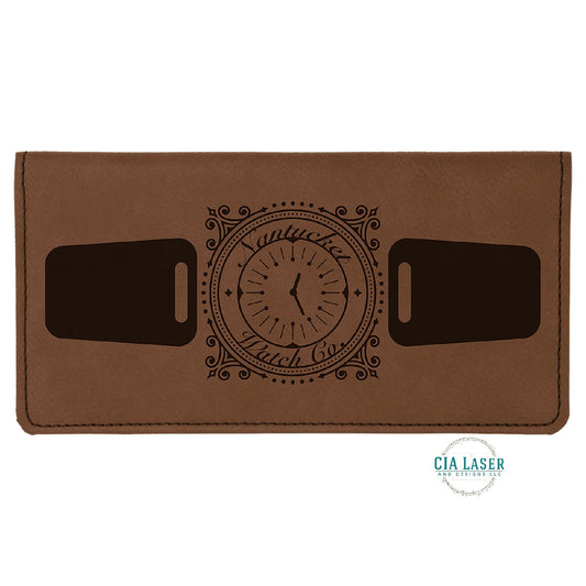 Personalized Laser Engraved Leatherette Checkbook Cover