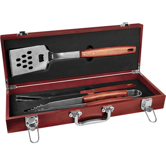 Rosewood BBQ tool set laser engraved personalized