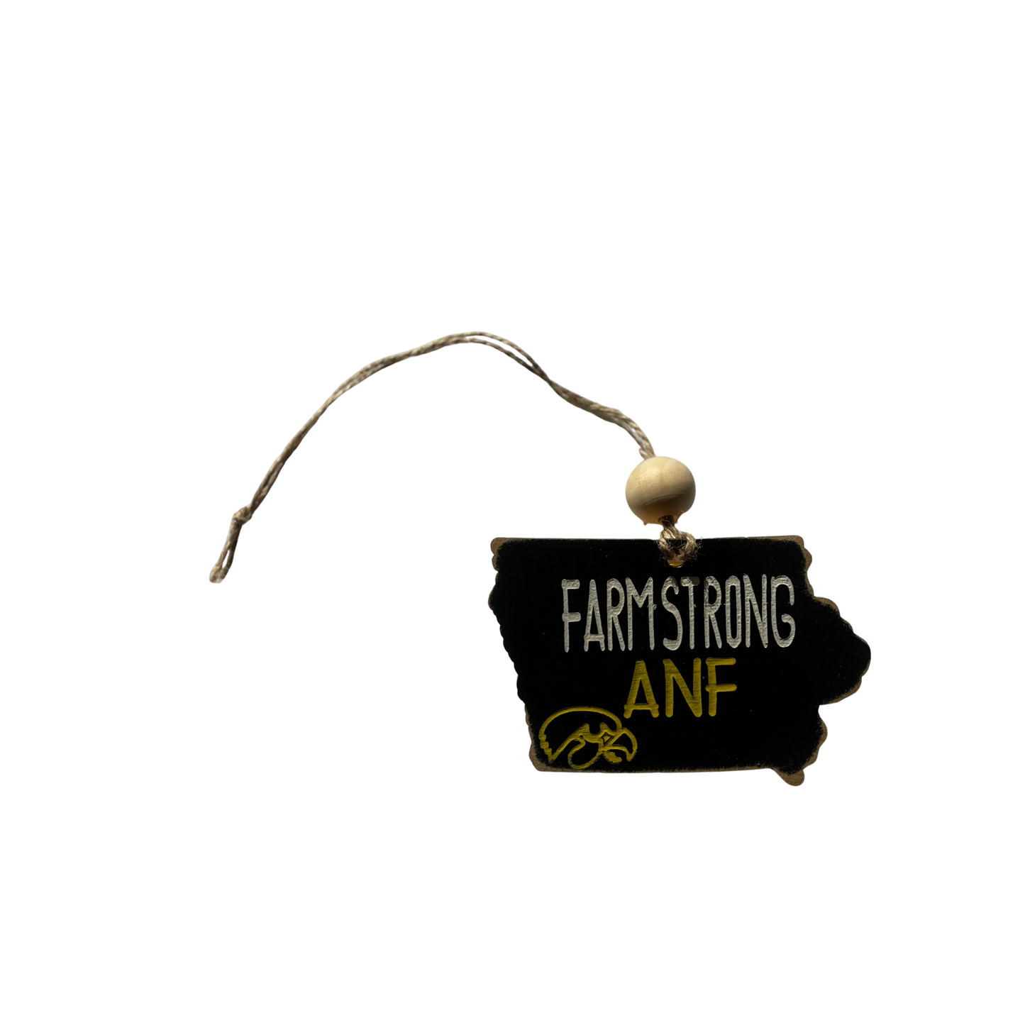 ANF Iowa Hawkeye Laser engraved Christmas ornament car hanger America Needs Farmers