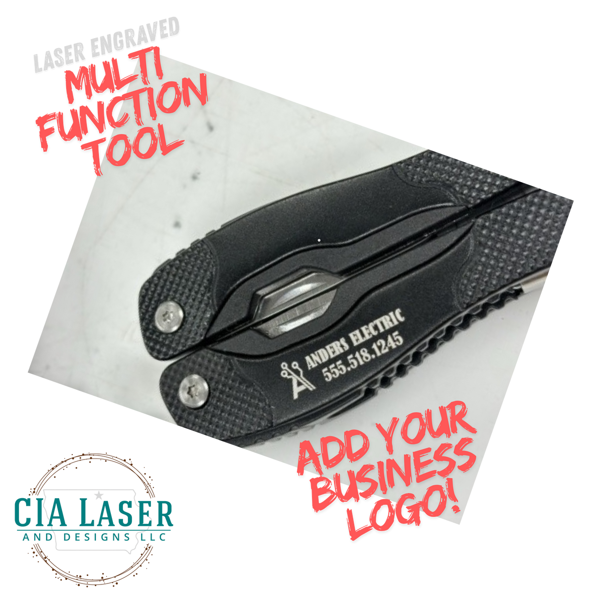 Bison River Black Anodized Aluminum 13 Function Multi Tool Engraved Personalized