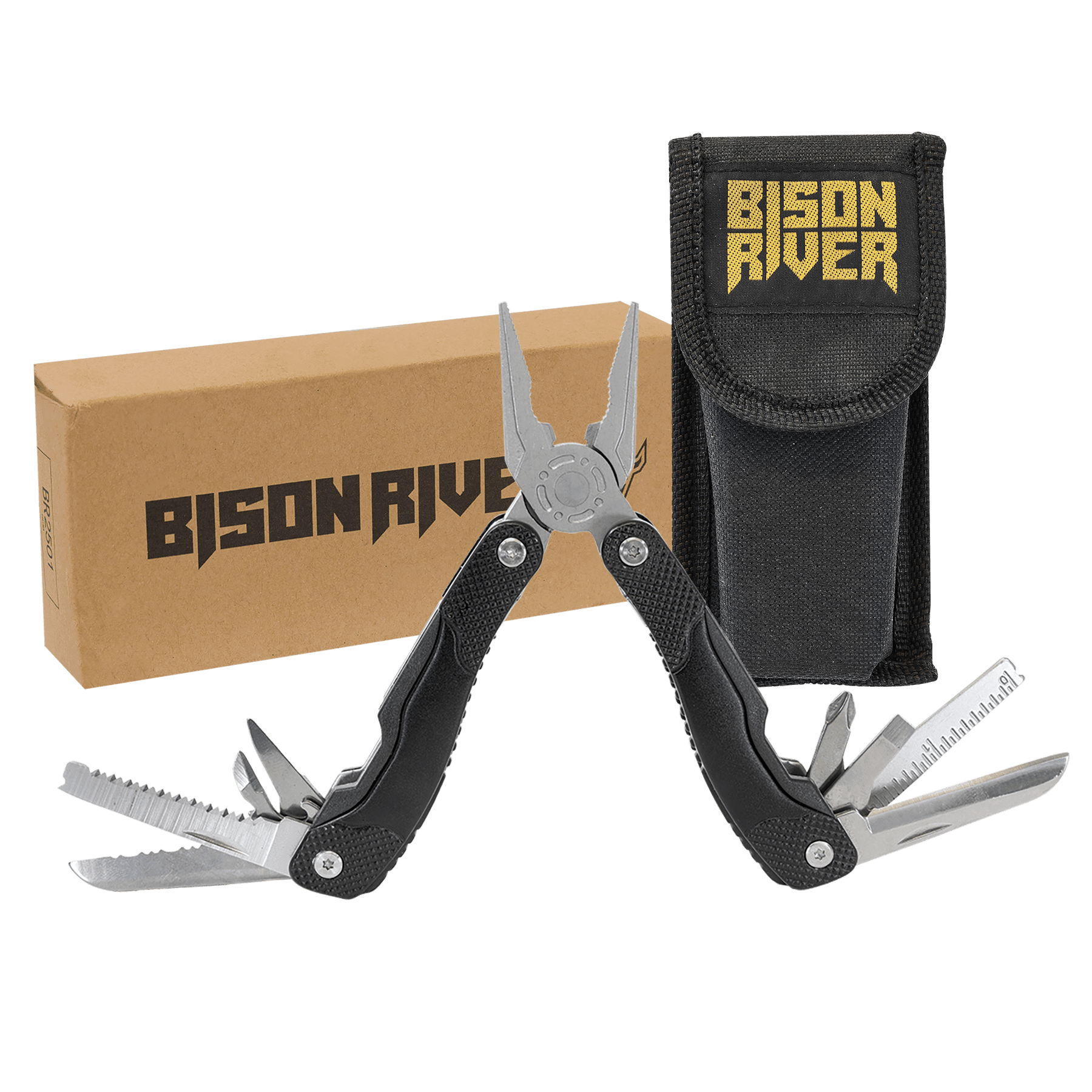Bison River Black Anodized Aluminum 13 Function Multi Tool Engraved Personalized