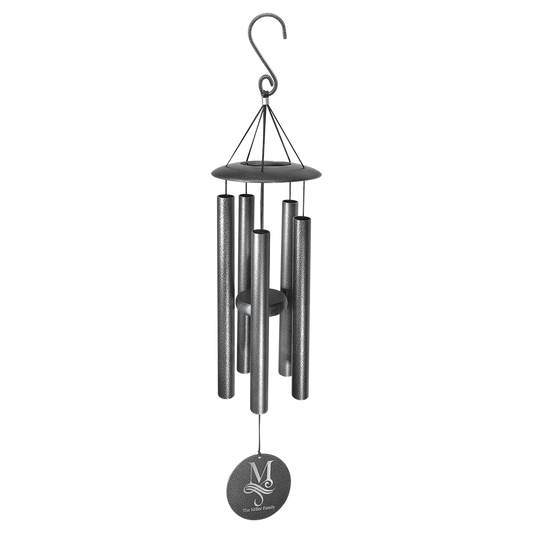 Black Powder‑Coated Aluminum Wind Chimes — Custom Laser Engraved
