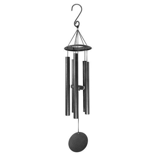 Black Powder‑Coated Aluminum Wind Chimes — Custom Laser Engraved