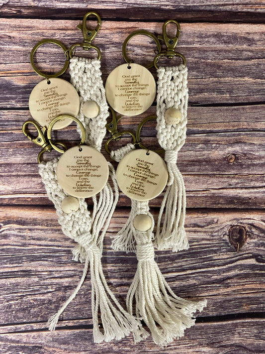 Boho Macrame Laser Engraved God Grant Me Keychain
