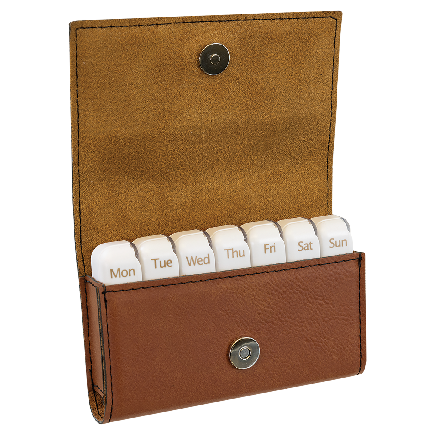 Compact Pill Box with Personalized Leatherette Case