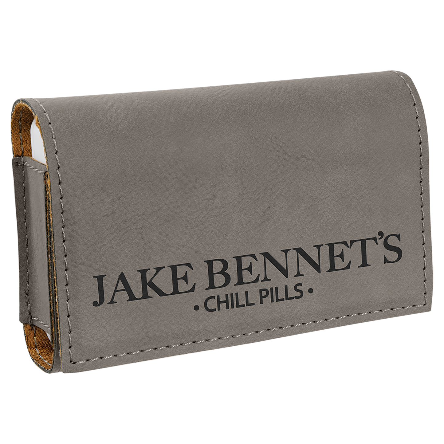 Compact Pill Box with Personalized Leatherette Case