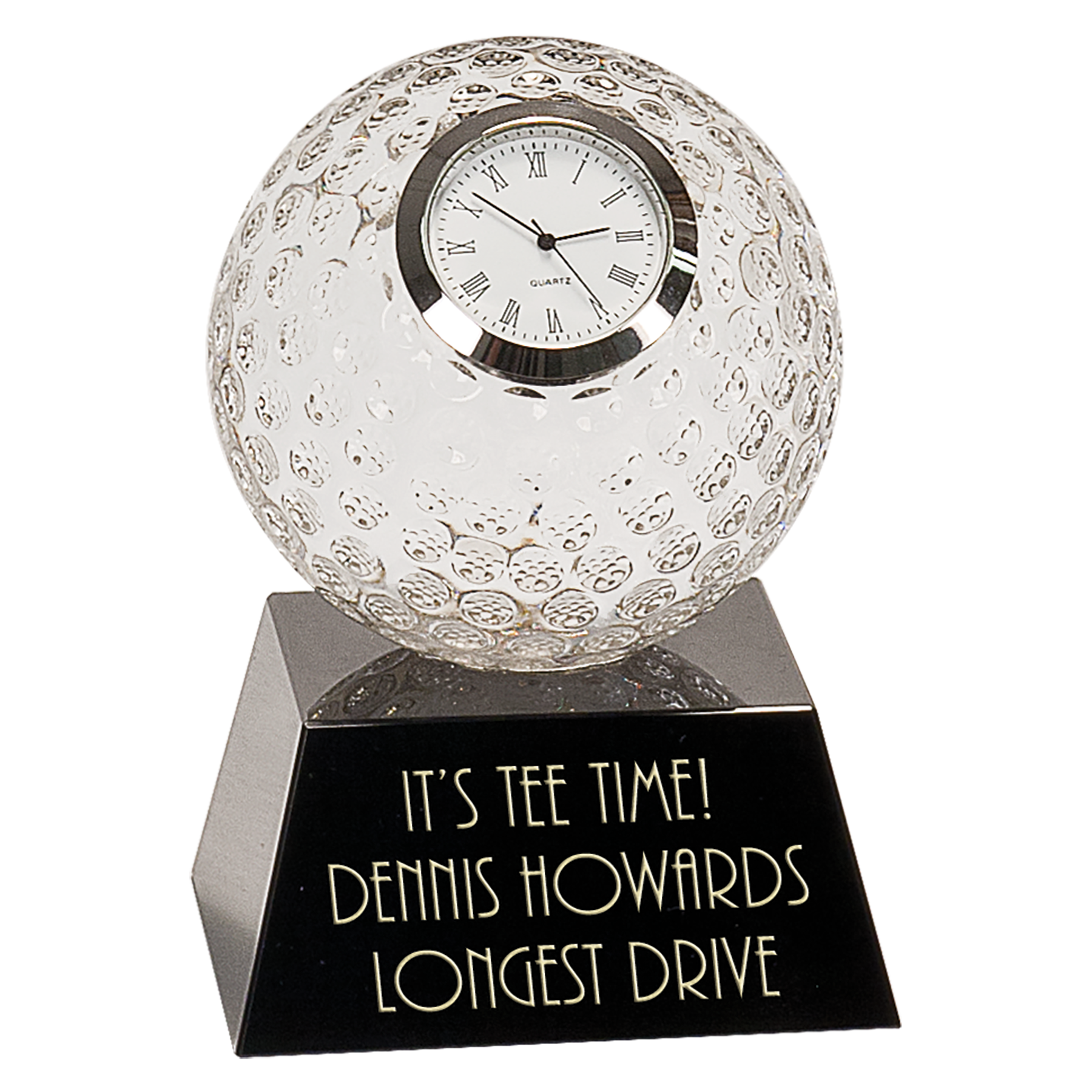 Crystal Golf ball clock trophy