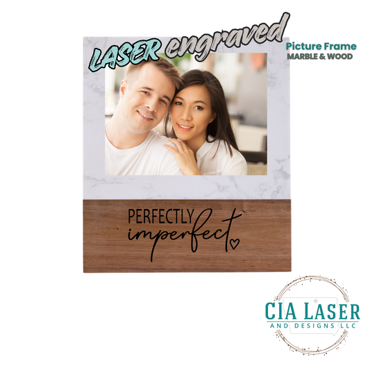 Custom Engraved Wood & Marble Picture Frame – 5 X 7 Photo Gift