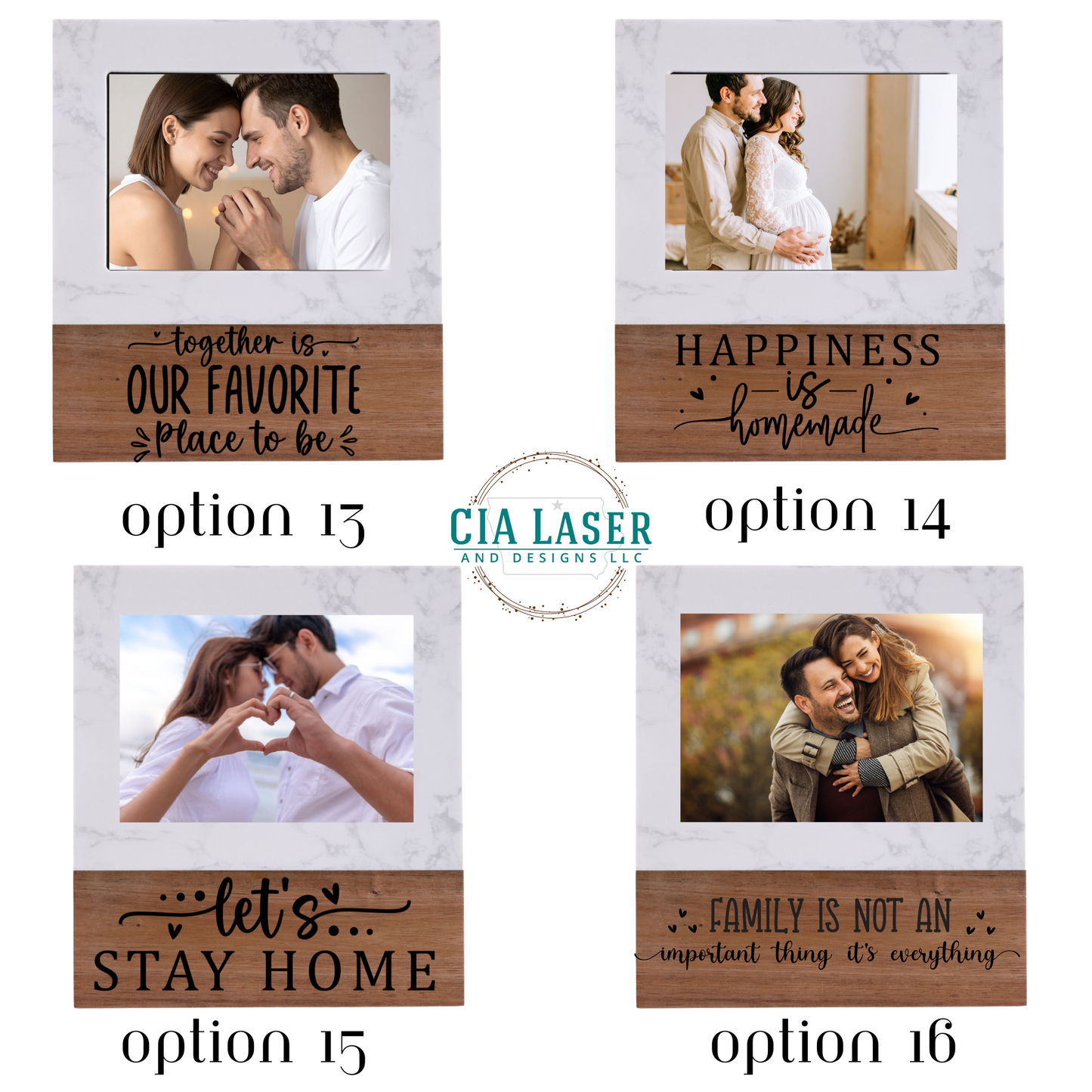 Custom Engraved Wood & Marble Picture Frame – 5 X 7 Photo Gift