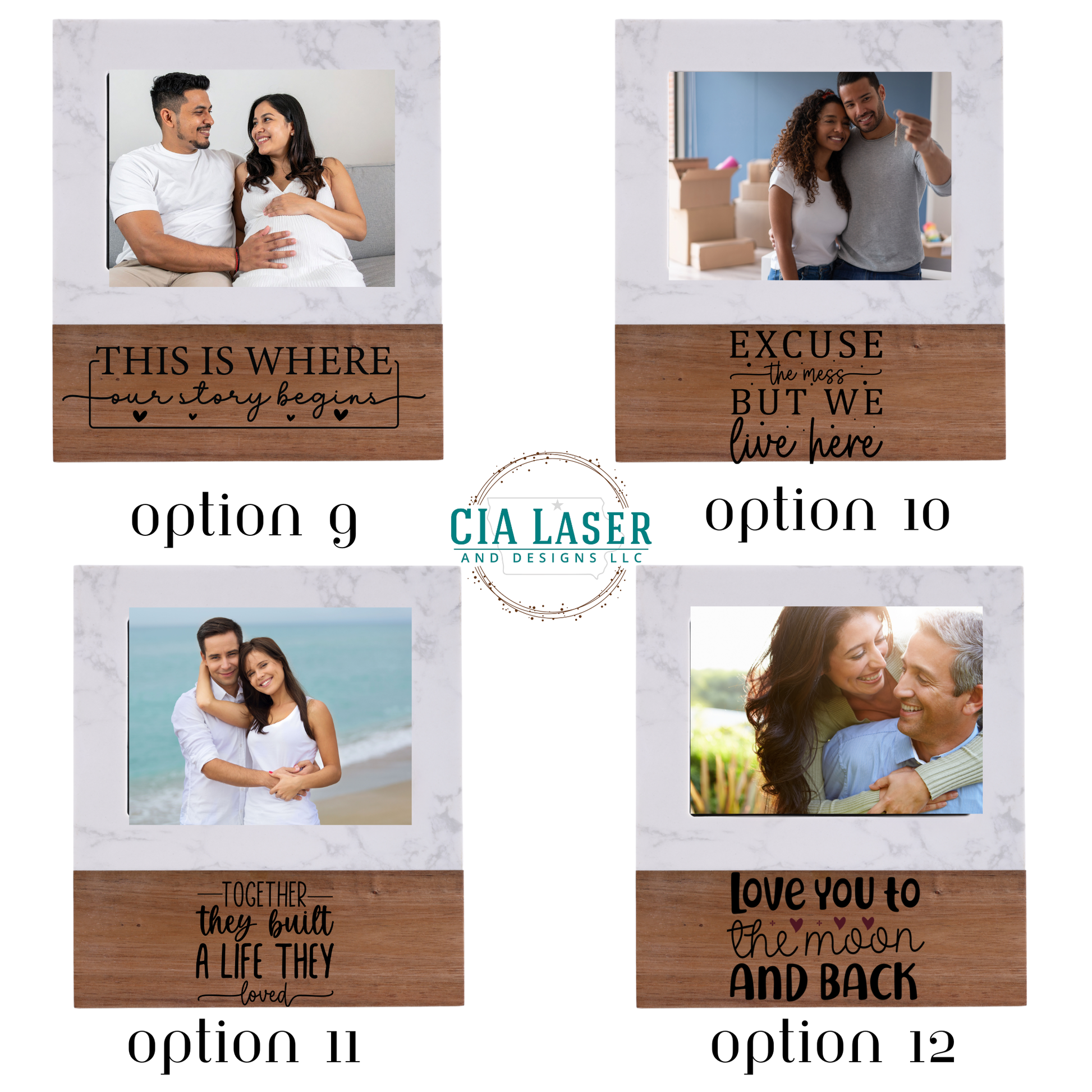 Custom Engraved Wood & Marble Picture Frame – 5 X 7 Photo Gift