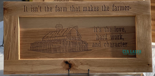 Custom Laser engraved Oak framed picture Large