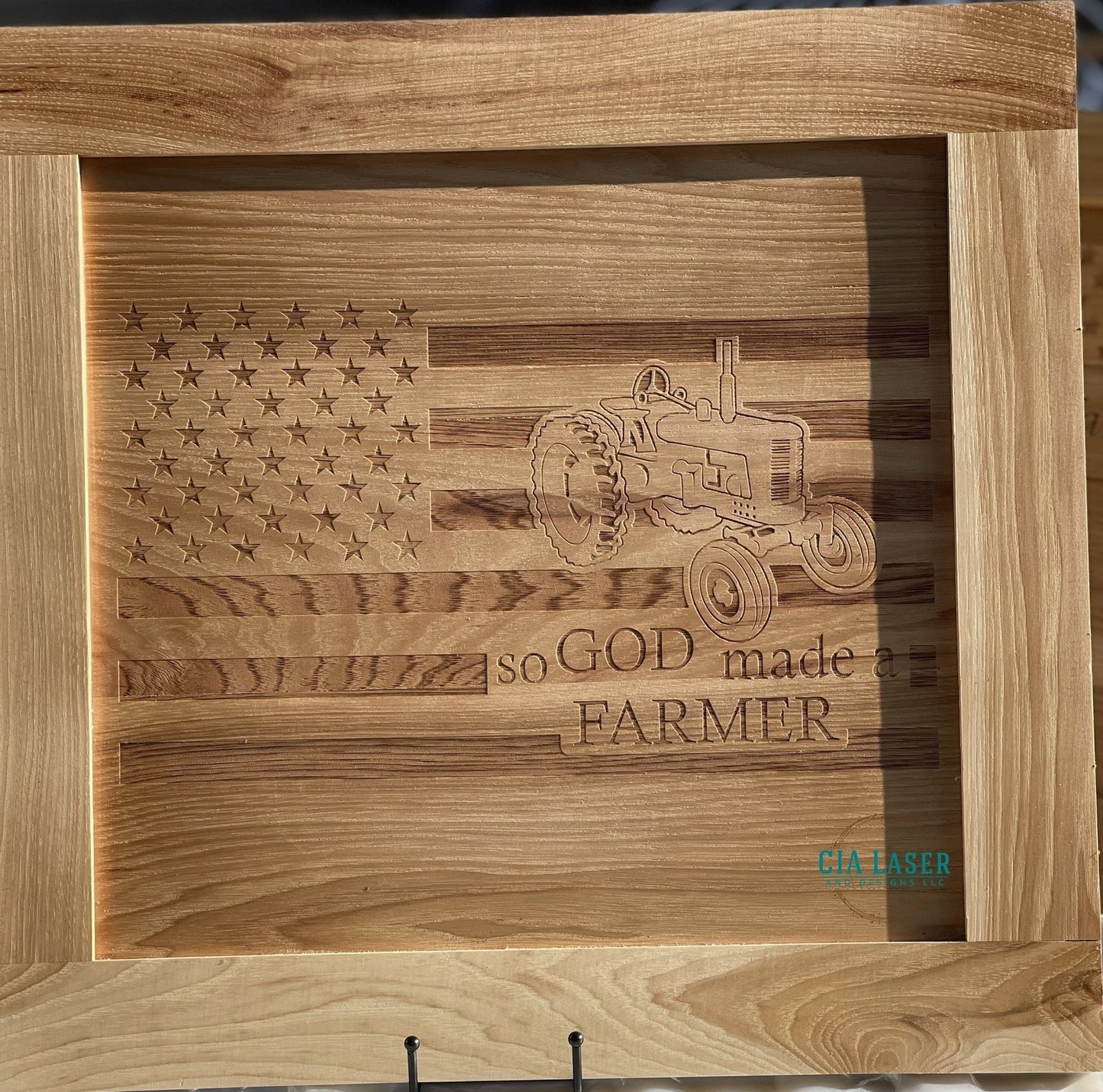 Custom Laser engraved Oak framed picture Large