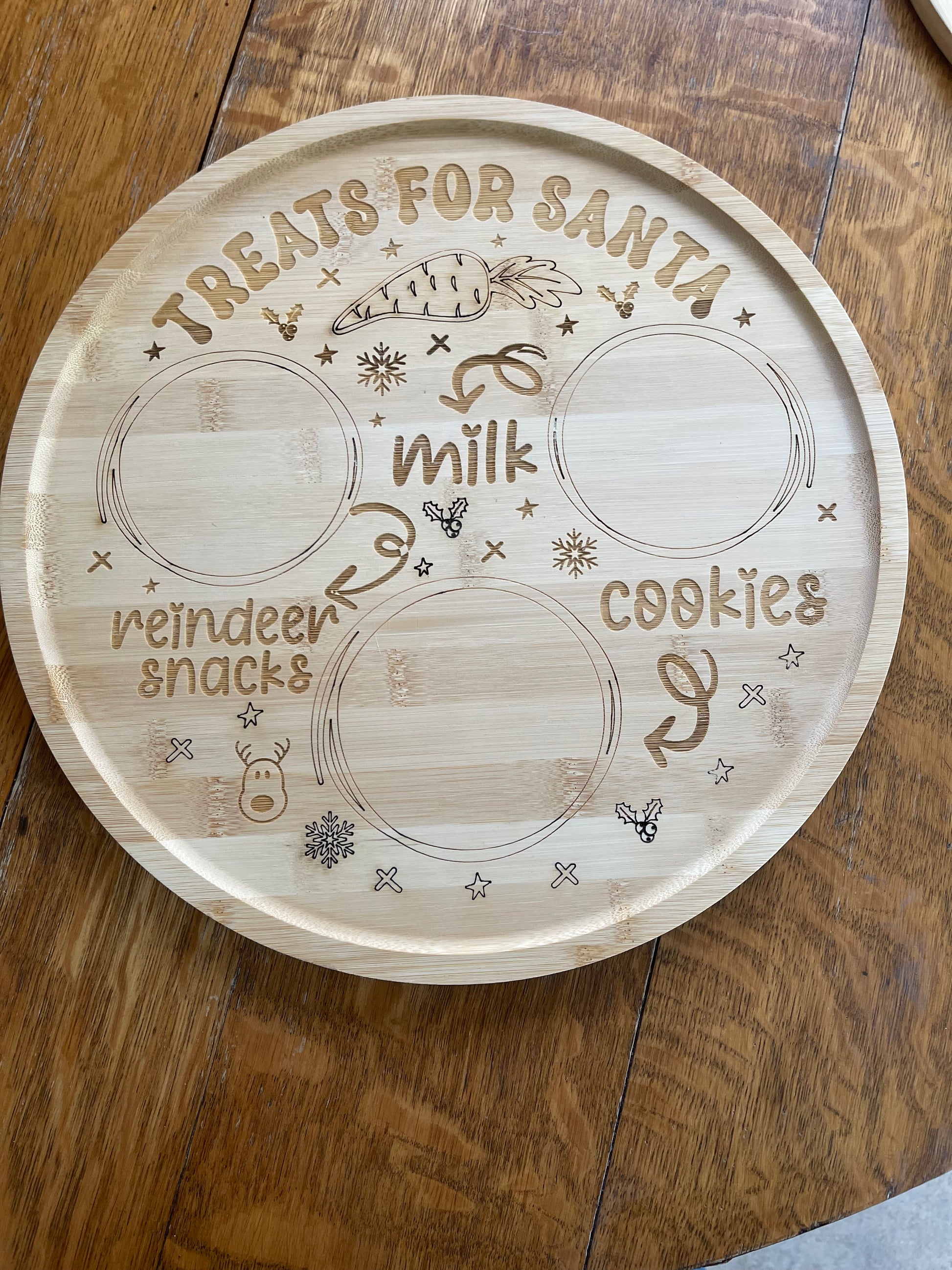 Custom Santa Claus Wood Tray - Laser Engraved Christmas Décor Gift