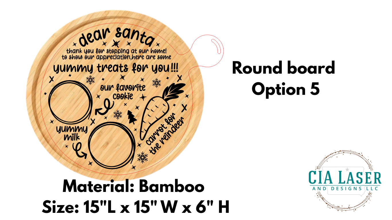 Custom Santa Claus Wood Tray - Laser Engraved Christmas Décor Gift