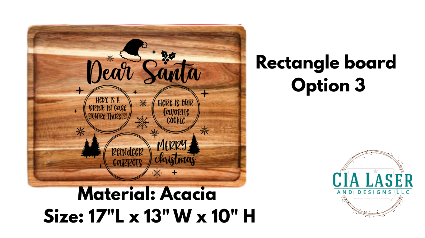 Custom Santa Claus Wood Tray - Laser Engraved Christmas Décor Gift