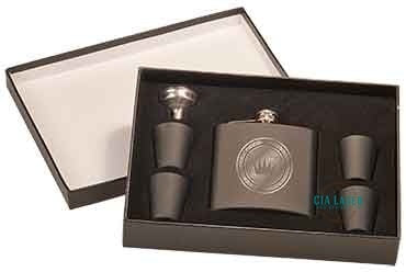 Flask Set with shot glasses custom laser engraved
