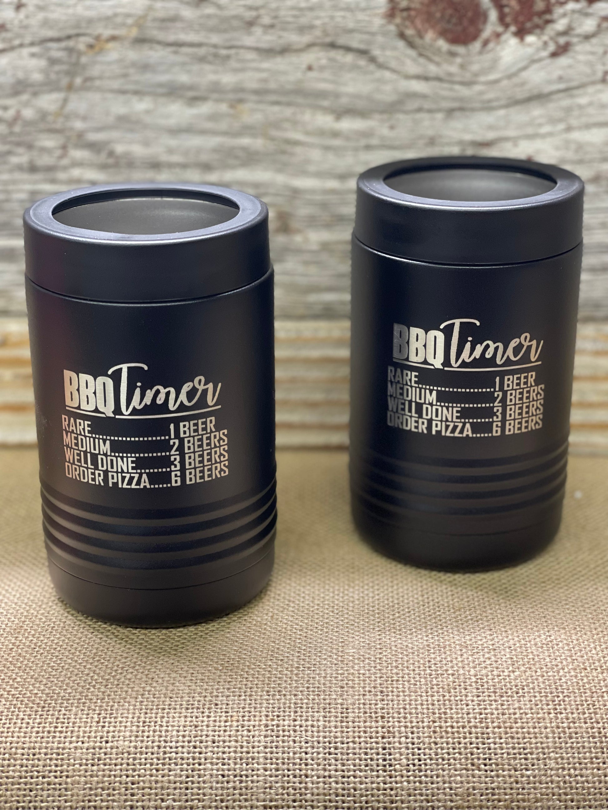 BBQ Timer Regular size Black laser engraved beverage holder 