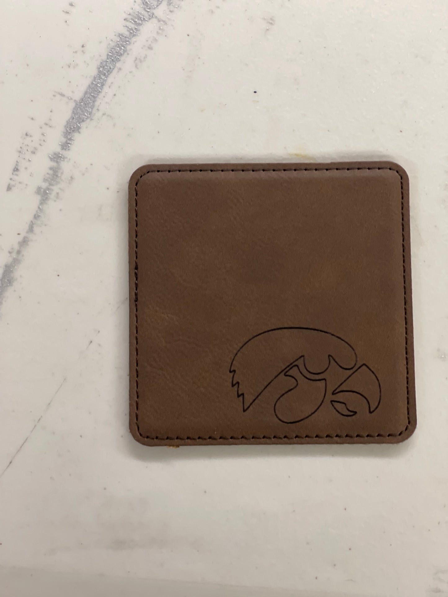 Leatherette coaster set laser engraved Sport Themed Six Count Coaster Set