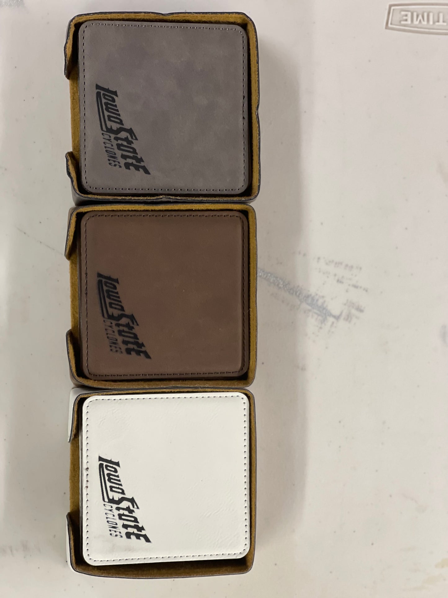 Leatherette coaster set laser engraved Sport Themed Six Count Coaster Set