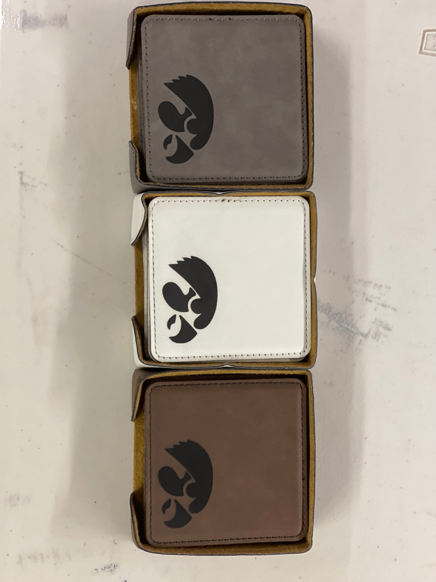 Leatherette coaster set laser engraved Sport Themed Six Count Coaster Set