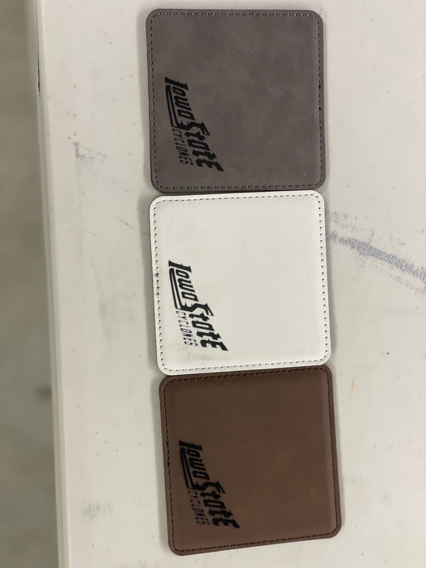Leatherette coaster set laser engraved Sport Themed Six Count Coaster Set