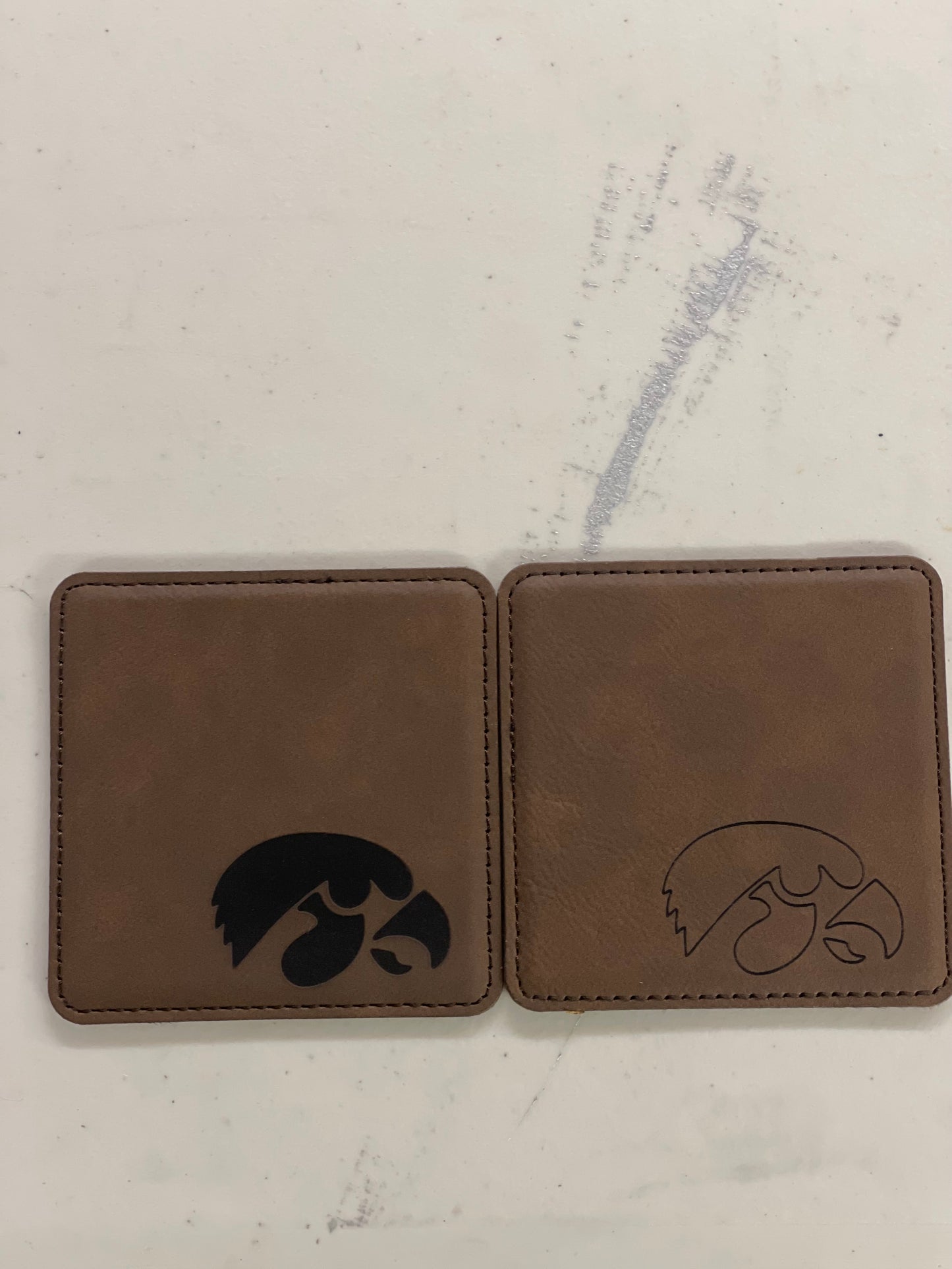Leatherette coaster set laser engraved Sport Themed Six Count Coaster Set