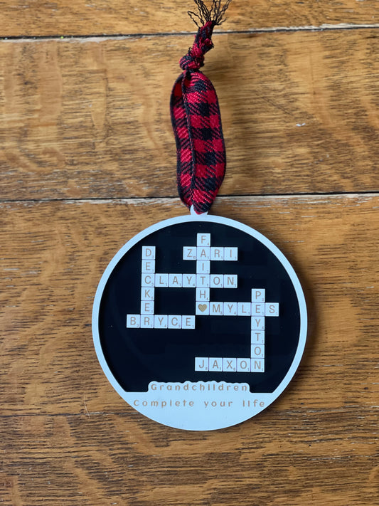 Personalized crossword puzzle Christmas Ornaments