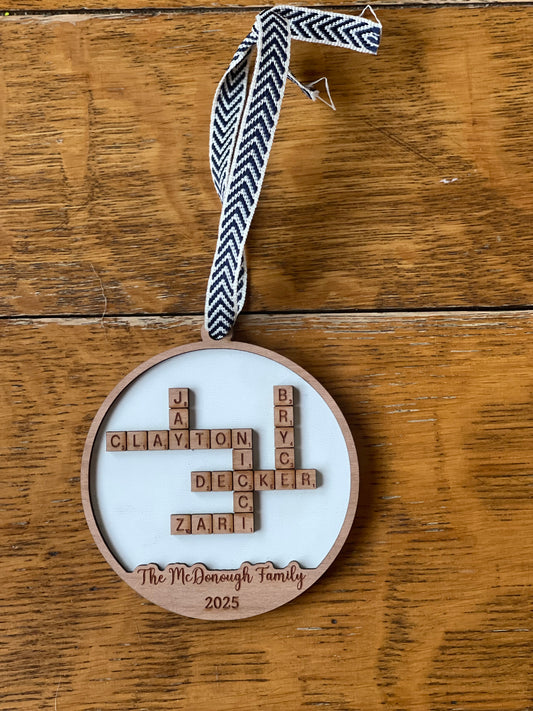 Personalized crossword puzzle Christmas Ornaments