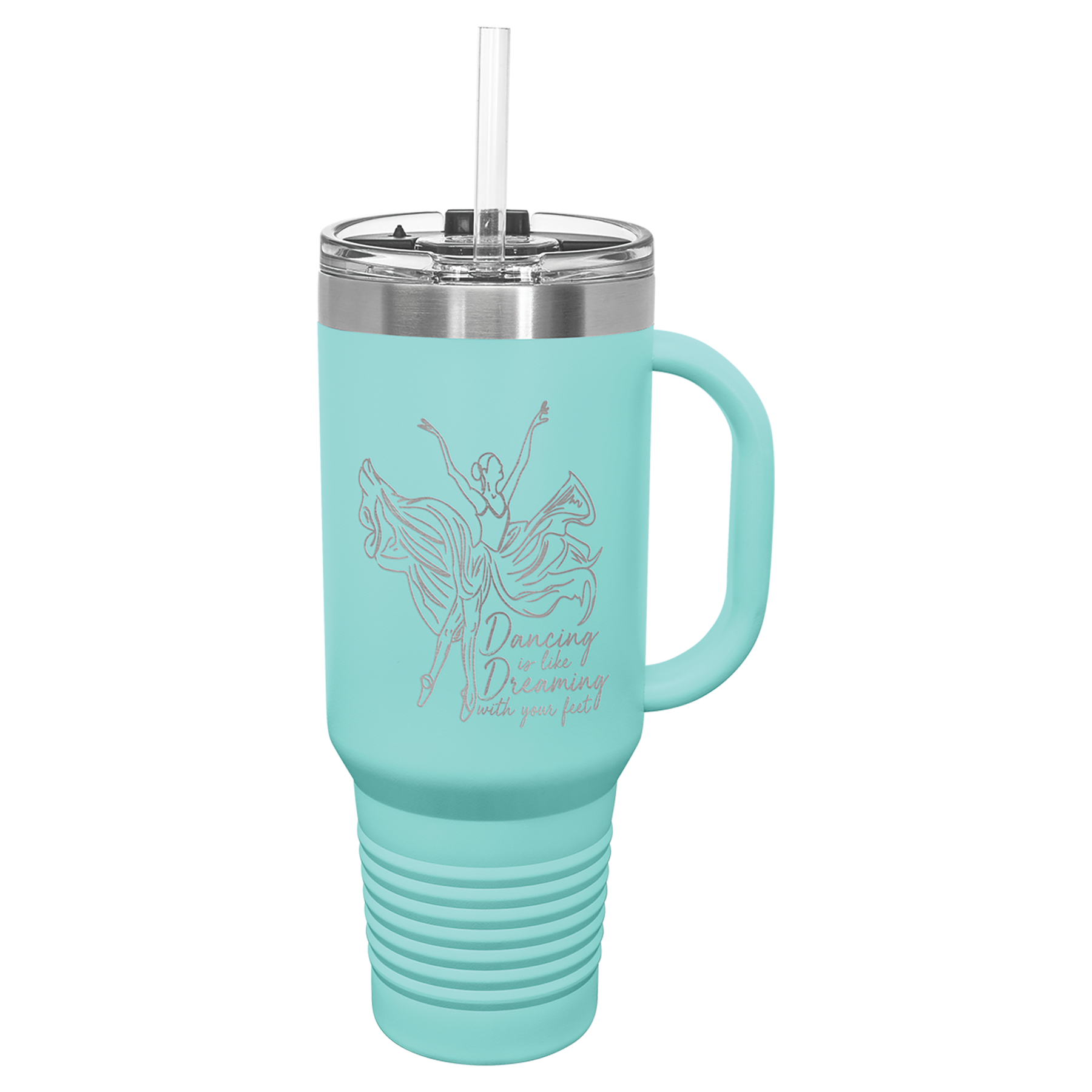 Personalized 40oz Tumbler with Handle & Straw, Laser Engraved Stainless Steel Tumbler, Custom Name Monogram initial Tumbler,