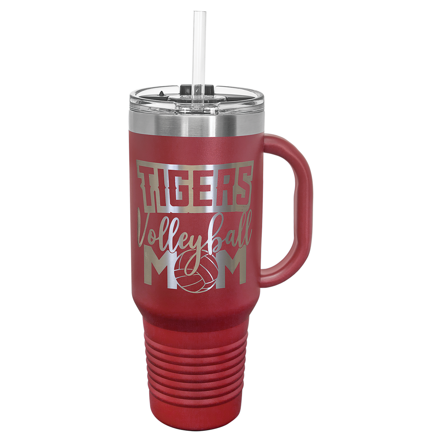 Personalized 40oz Tumbler with Handle & Straw, Laser Engraved Stainless Steel Tumbler, Custom Name Monogram initial Tumbler,