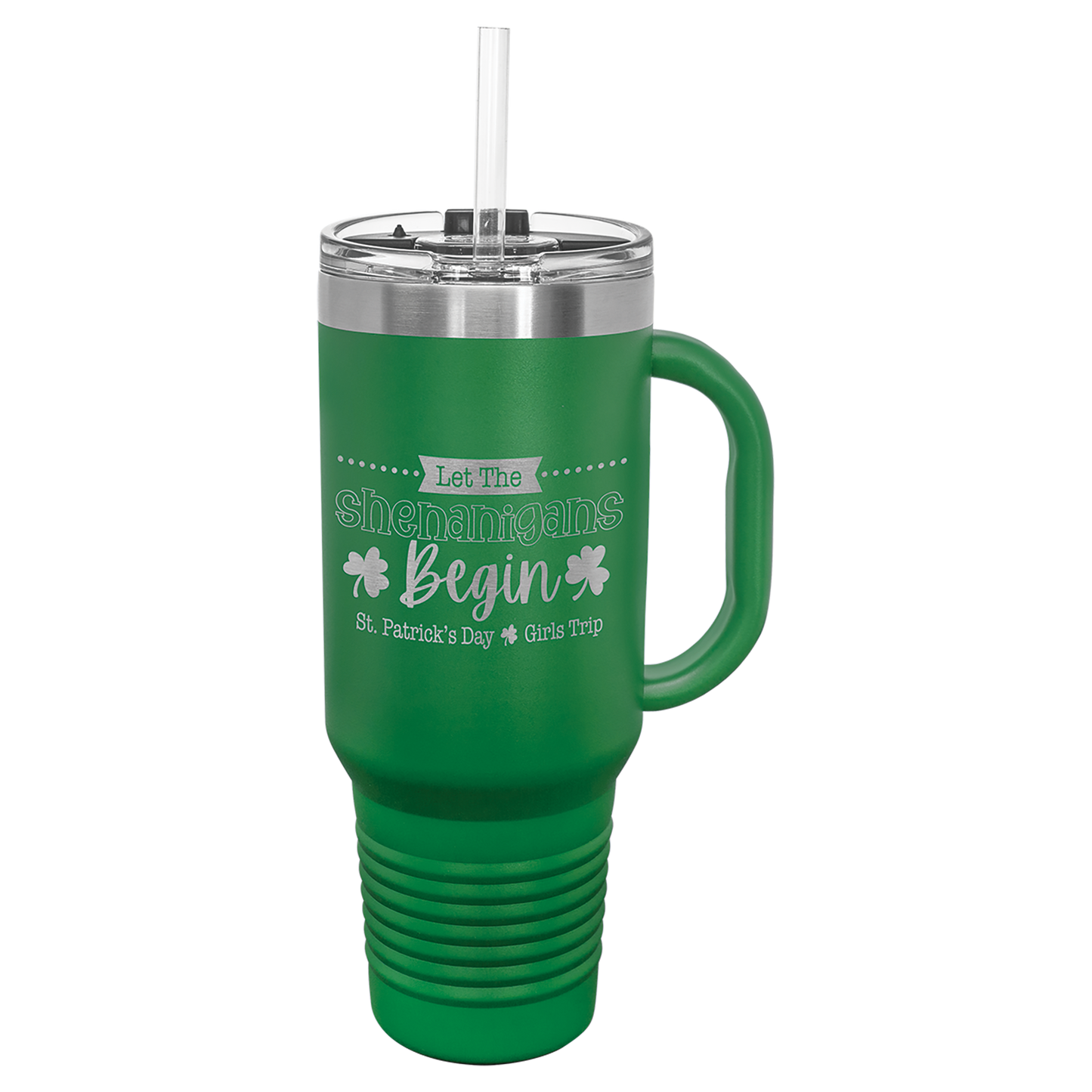 Personalized 40oz Tumbler with Handle & Straw, Laser Engraved Stainless Steel Tumbler, Custom Name Monogram initial Tumbler,