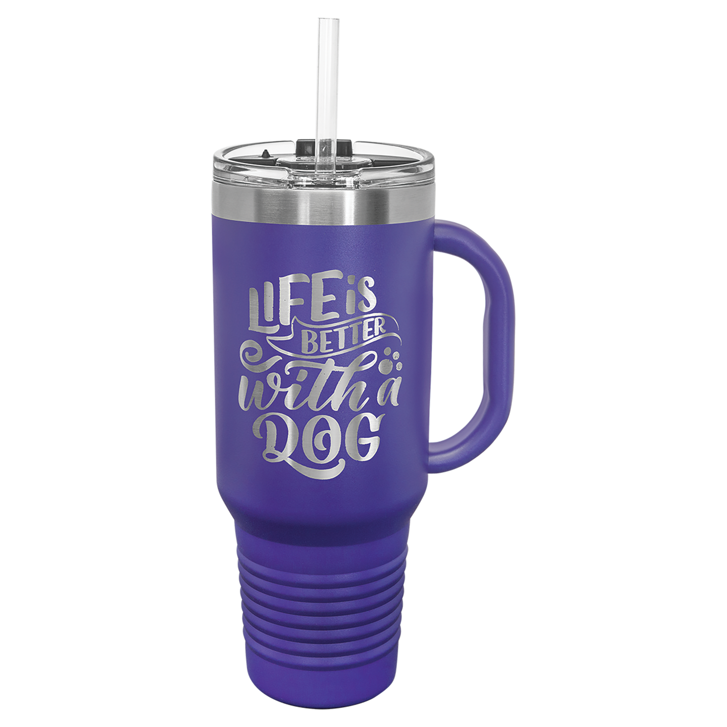 Personalized 40oz Tumbler with Handle & Straw, Laser Engraved Stainless Steel Tumbler, Custom Name Monogram initial Tumbler,