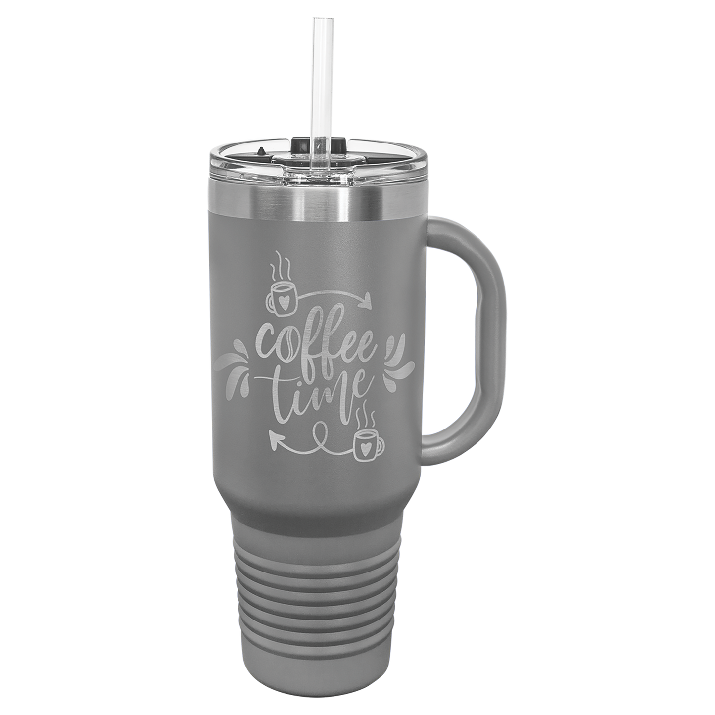 Personalized 40oz Tumbler with Handle & Straw, Laser Engraved Stainless Steel Tumbler, Custom Name Monogram initial Tumbler,