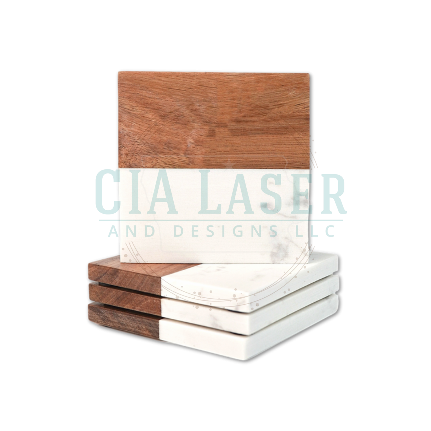 Personalized Acacia Marble coaster set, Holiday entertainment set, Engraved wedding gift, cheese board platter, engagement gift, bridal shower gift, newlywed & couples gift