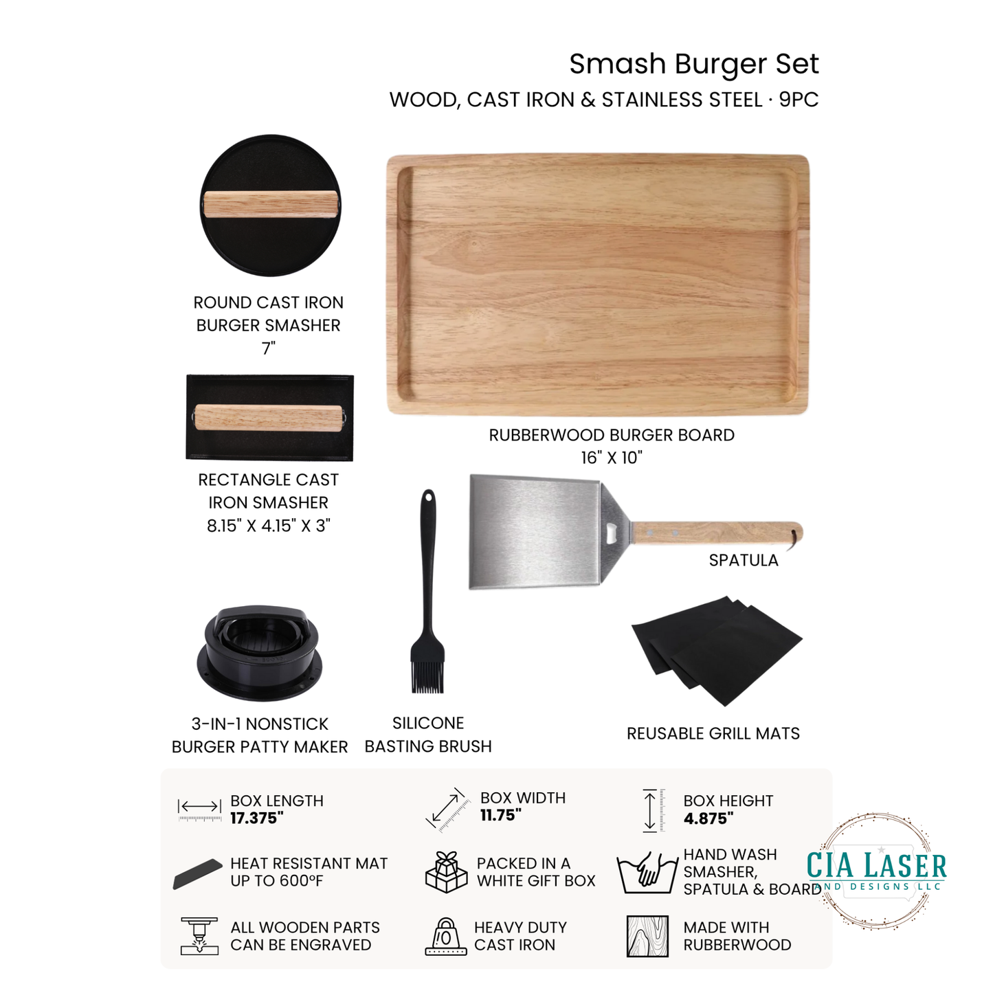 Smash Burger Set with various components on a white background