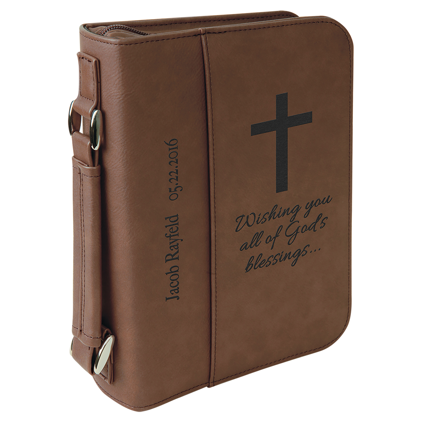 Personalized Leatherette Bible Cover – Medium & Large Sizes | Custom Engraved Gift