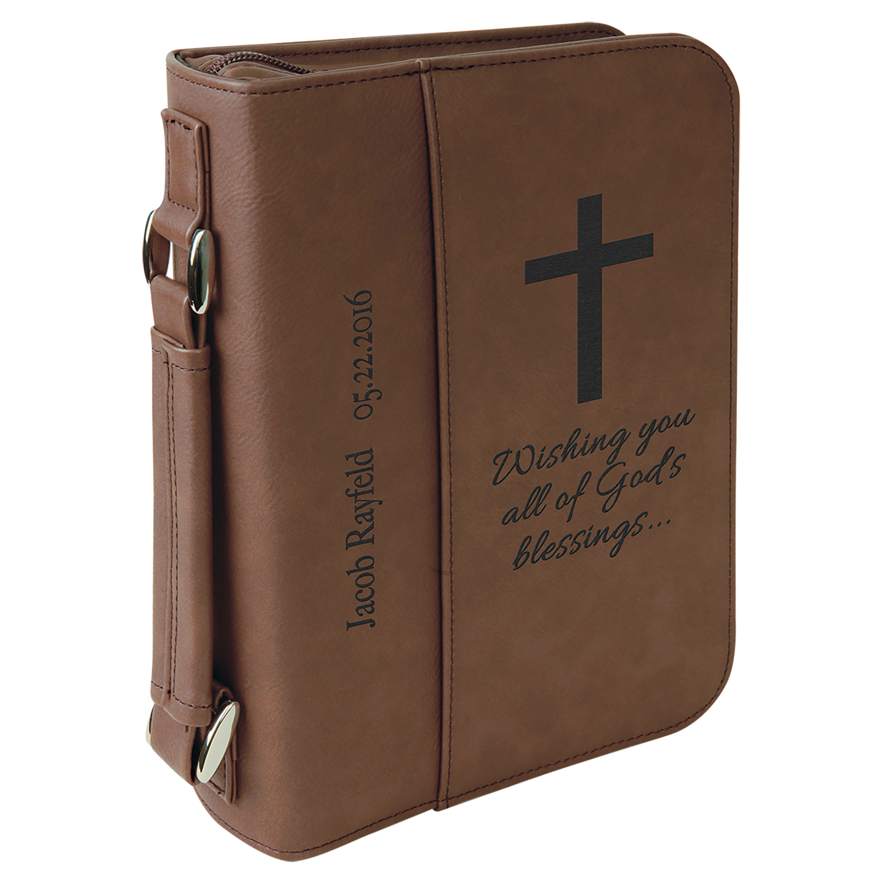 Personalized Leatherette Bible Cover – Medium & Large Sizes | Custom Engraved Gift