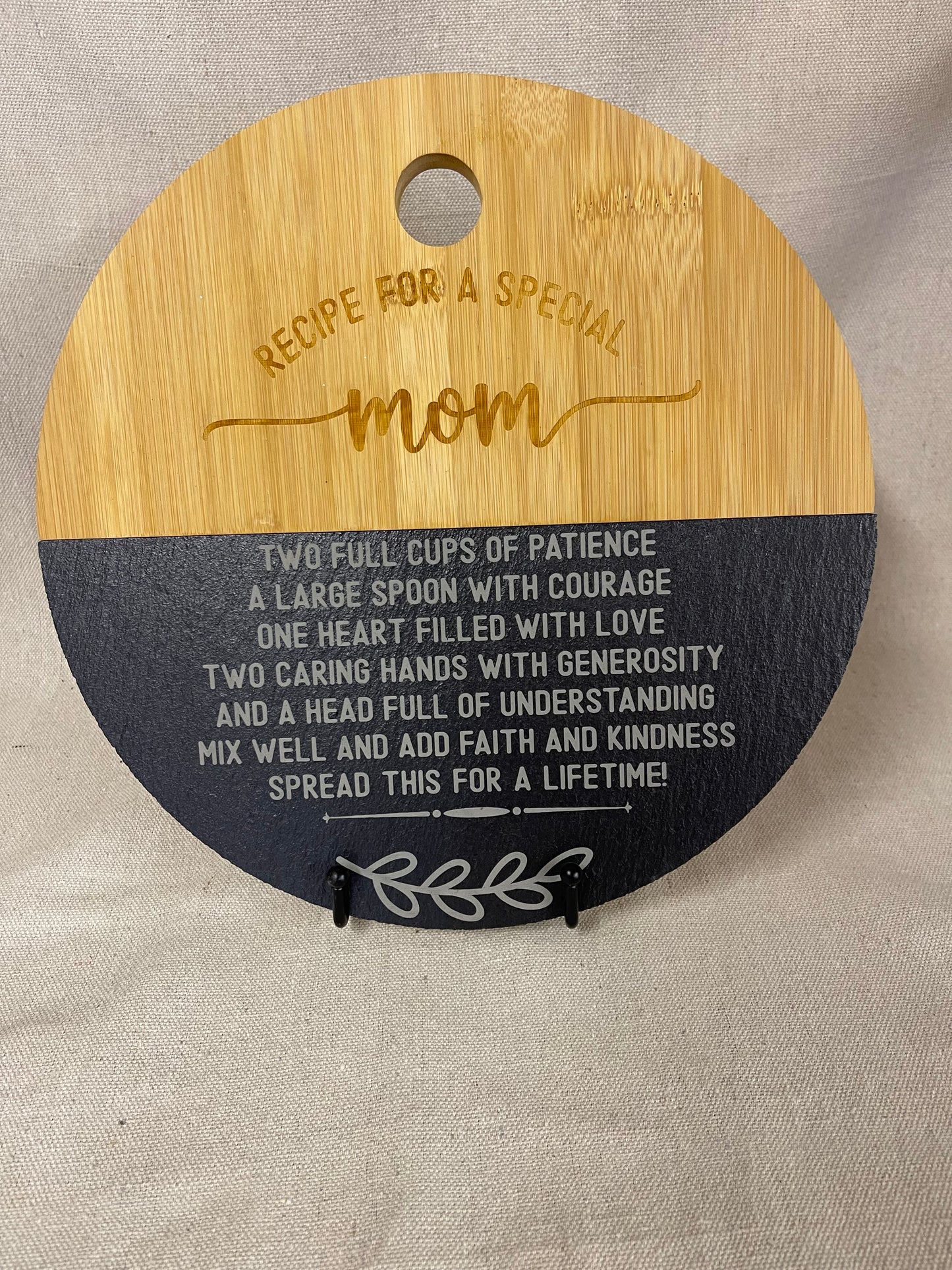 Personalized Slate and Bamboo 12 inch Round Charcuterie Board