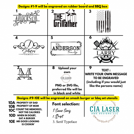 Personalized Rosewood BBQ tool set laser engraved