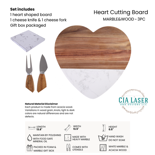 Valentines Heart Personalized Acacia Marble serving tray board, engraved wedding gift, cheese board platter, engagement gift, bridal shower gift, newlywed & couples gift