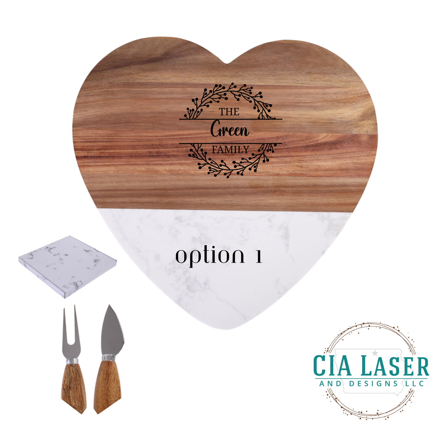 Valentines Heart Personalized Acacia Marble serving tray board, engraved wedding gift, cheese board platter, engagement gift, bridal shower gift, newlywed & couples gift